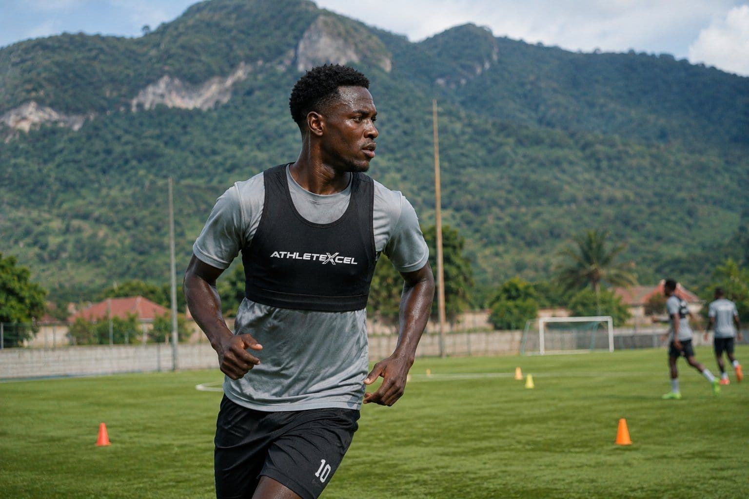 Academy player training with a GPS vest